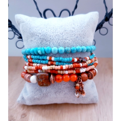 kralenarmband turquoise/ koper kralenarmband turquoise/ koper