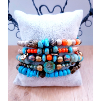 Ibiza armband turquoise/ oranje Ibiza armband turquoise/ oranje