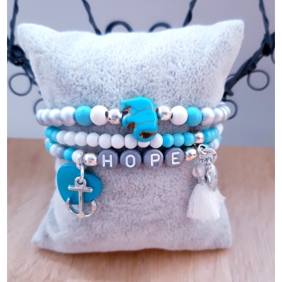 hope armband grijs/ blauw hope armband grijs/ blauw