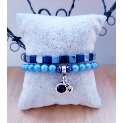 armband setje in blauwtinten armband setje in blauwtinten