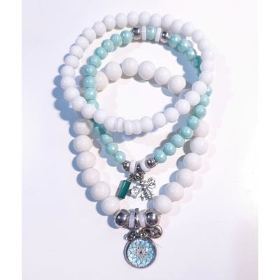 armbanden set in wit en pastelmint armbanden set in wit en pastelmint