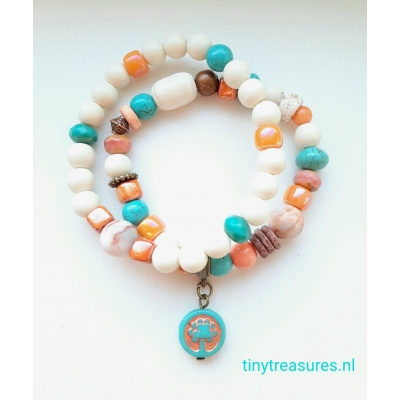 armband in roomwit/ oranje/ turquoise armband in roomwit/ oranje/ turquoise