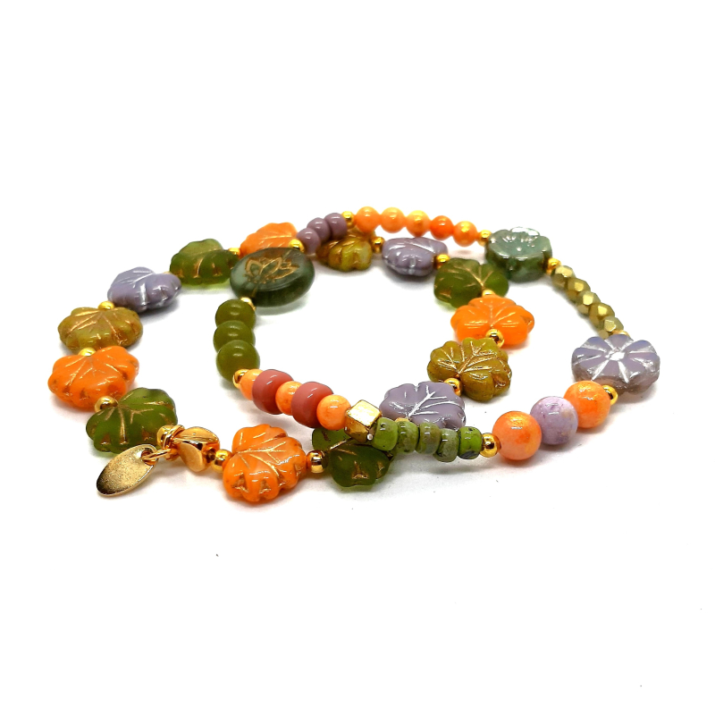 leaf bracelet met lila