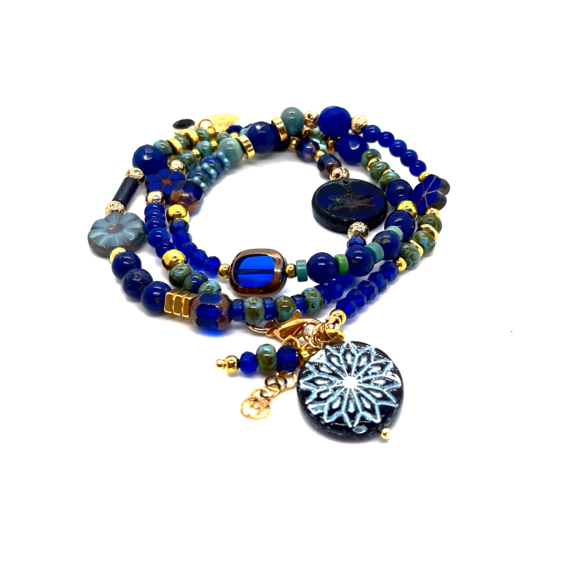 bohostyle wikkelarmband in cobalt