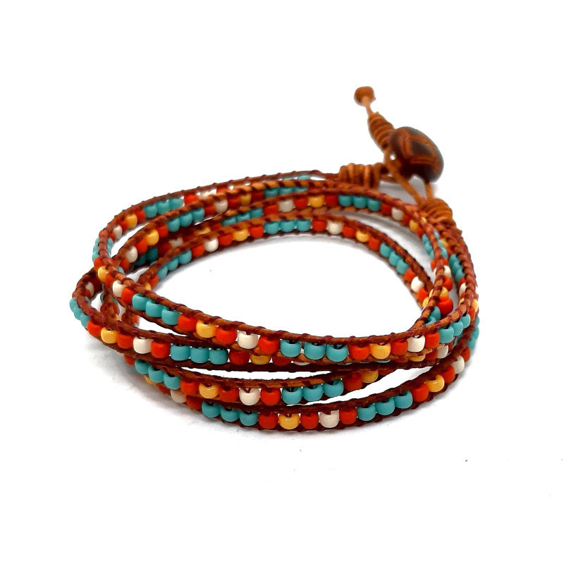 leren wikkelarmband 4x om je pols