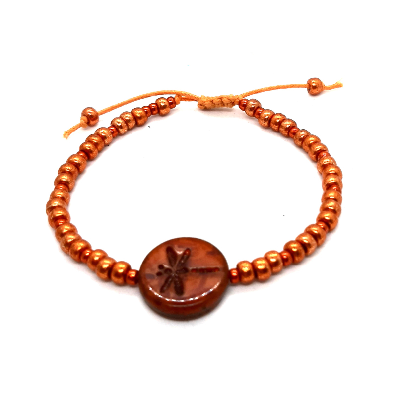 dragonfly armbandje in metallic roodkoper