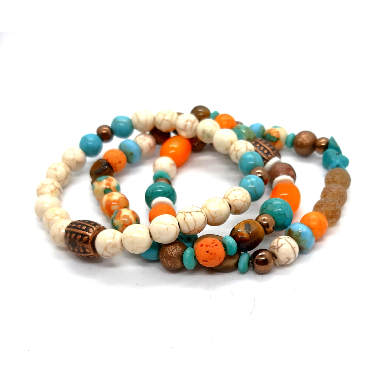 oranje/ turquoise boho armband