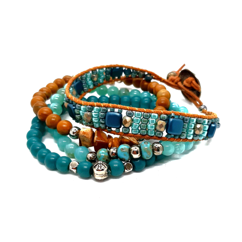 petrol/ mint armbanden set