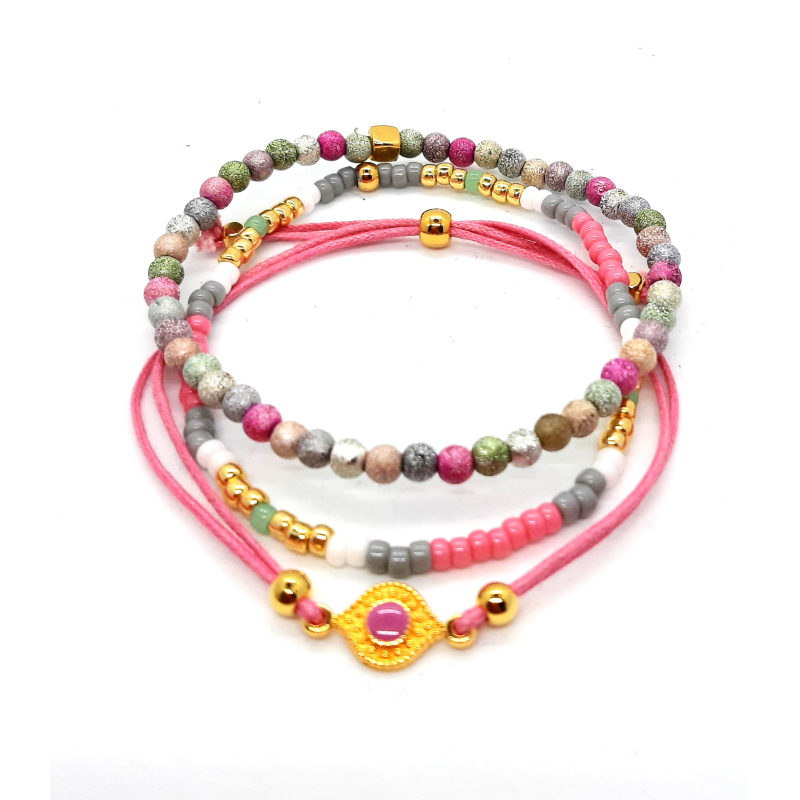 roze armbanden setje