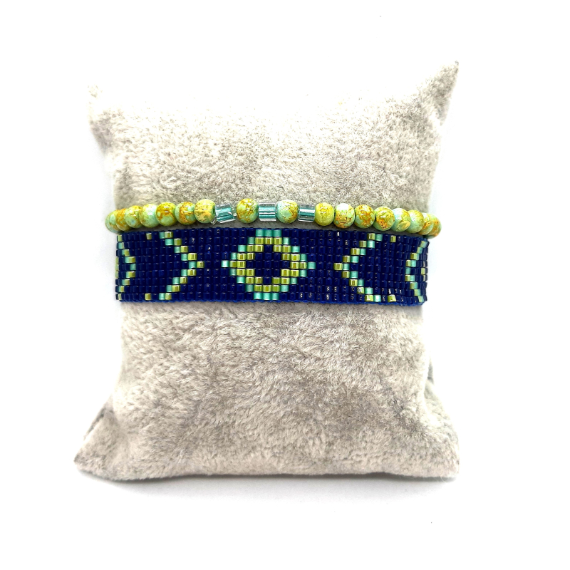 miyuki armband in donkerblauw/ turquoise