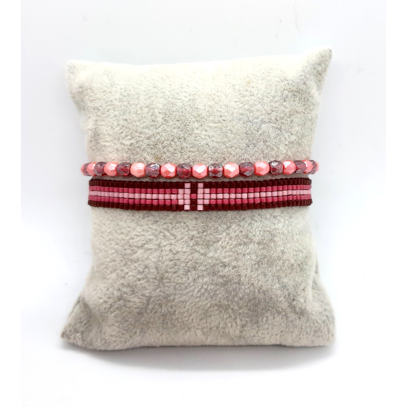 Miyuki armband setje wijnrood