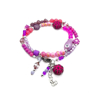 boho wikkelarmband lila/ roze