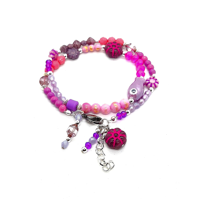boho wikkelarmband lila/ roze boho wikkelarmband lila/ roze