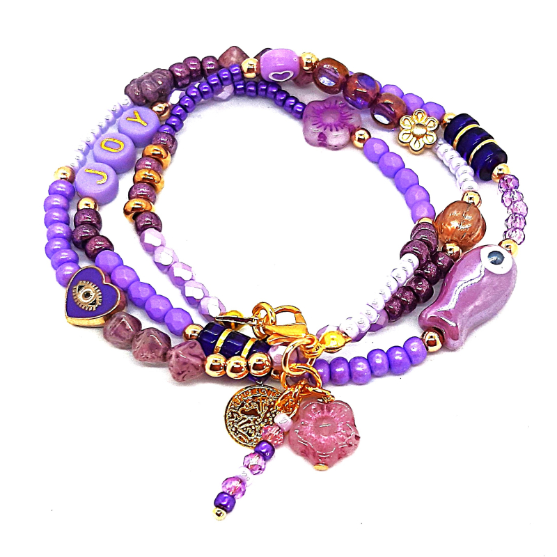 paarse boho wikkelarmband