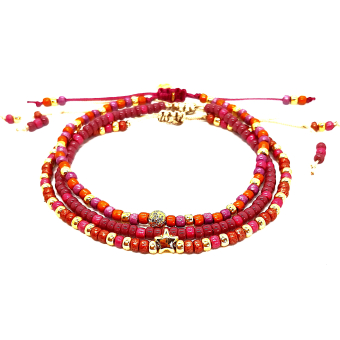 armband setje in zacht paars en licht fuchsia