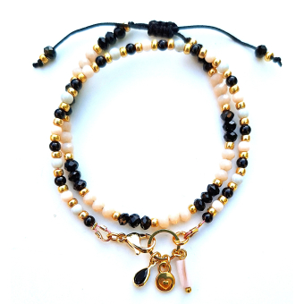 pastel, goud en zwarte armbanden set