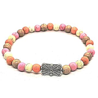 bohemian armband in pastel roze/ beige/ oranje/ wit