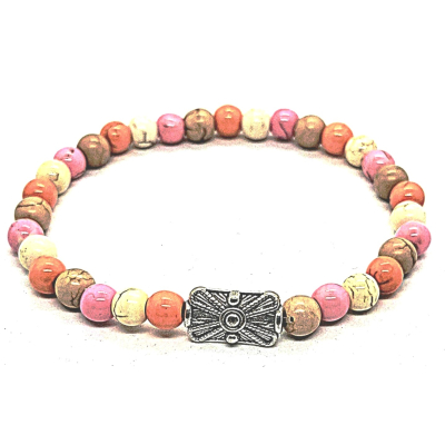 bohemian armband in pastel roze/ beige/ oranje/ wit bohemian armband in pastel roze/ beige/ oranje/ wit