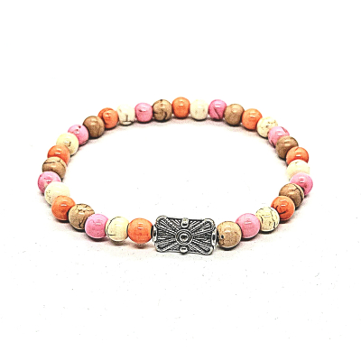 bohemian armband in pastel roze/ beige/ oranje/ wit bohemian armband in pastel roze/ beige/ oranje/ wit