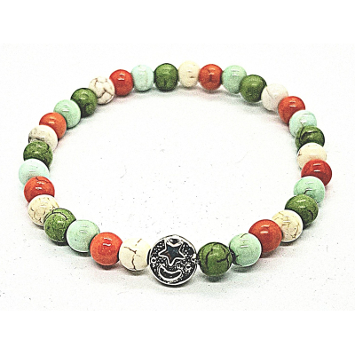 bohemian armband mintblauw/ olijfgroen/ oranje/ wit bohemian armband mintblauw/ olijfgroen/ oranje/ wit