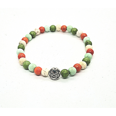 bohemian armband mintblauw/ olijfgroen/ oranje/ wit bohemian armband mintblauw/ olijfgroen/ oranje/ wit