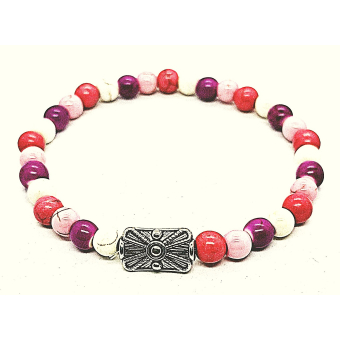 bohemian armband in fuchsia/ roze/ wit