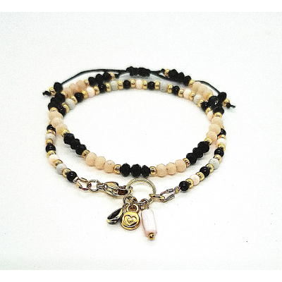pastel, goud en zwarte armbanden set