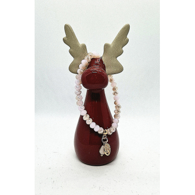 glas facet kraal armbandje heel zacht beige