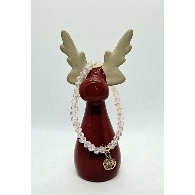 glas facet armbandje melkwitte kristal kralen