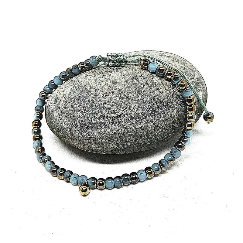 blauw met goud schuif armbandje