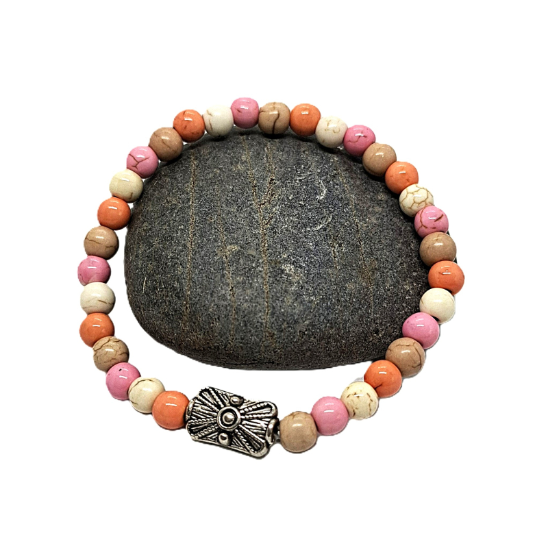 bohemian armband in pastel roze/ beige/ oranje/ wit