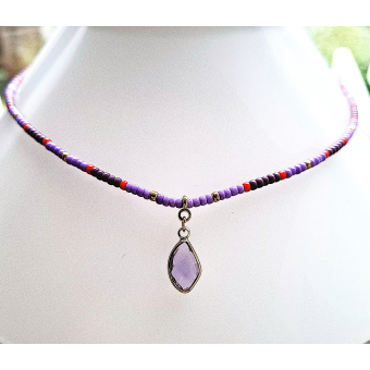 bohemian kettinkje paars/ rood/ goud