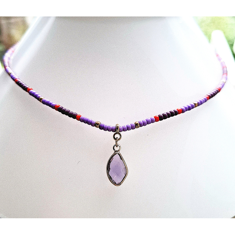 bohemian kettinkje paars/ rood/ goud
