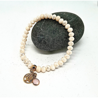 glas facet kraal armbandje heel zacht beige