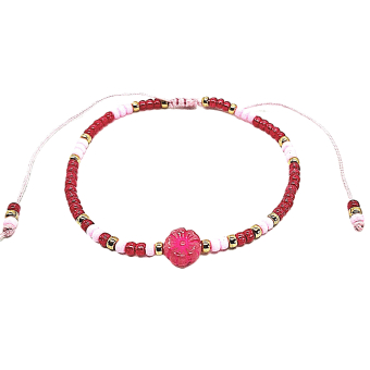 roze fuchsia schuifarmbandje met bloem