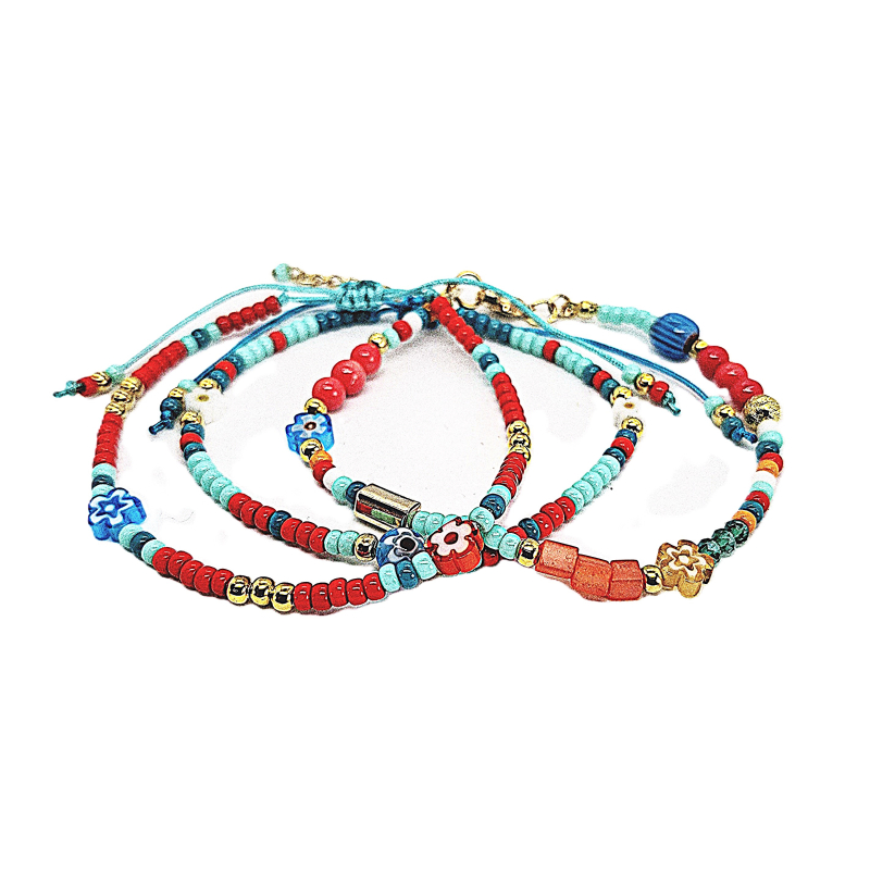 boho armband setje turquoise