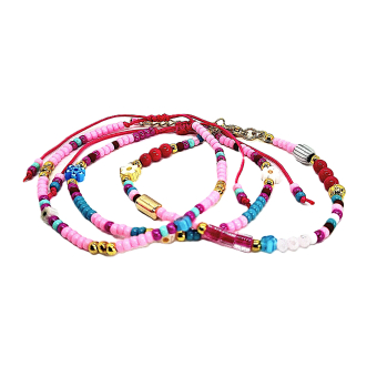 boho armband setje roze