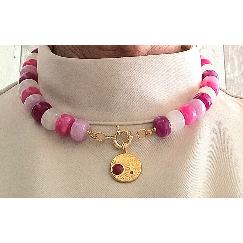 statement ketting roze/fuchsia