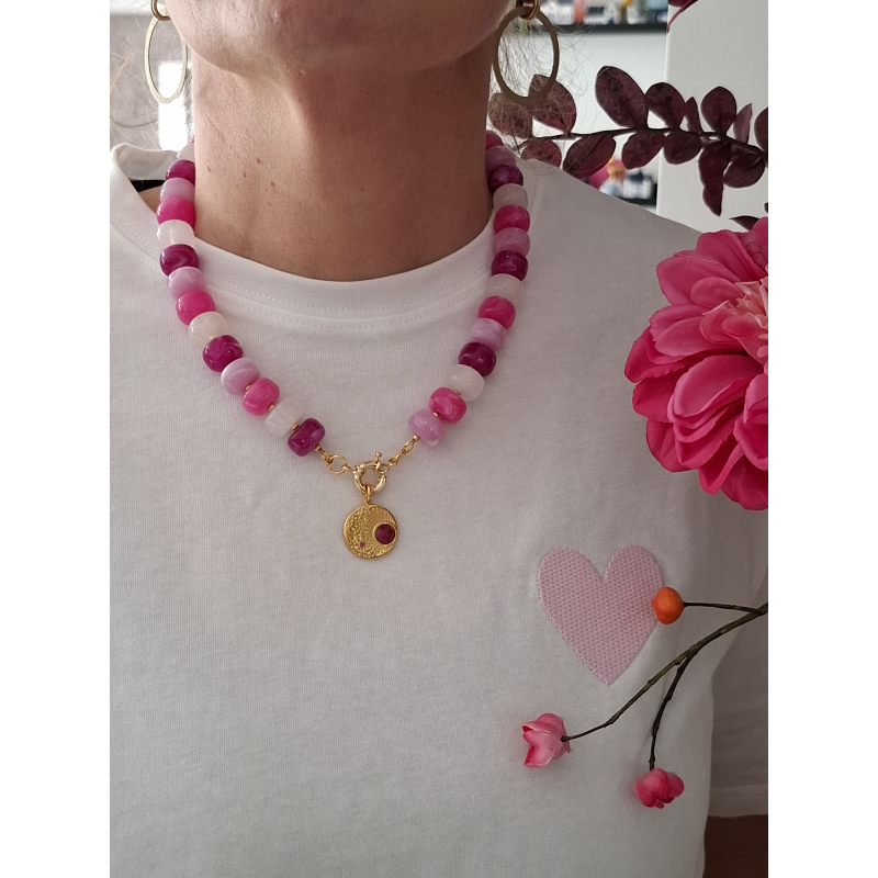 statement ketting roze/fuchsia