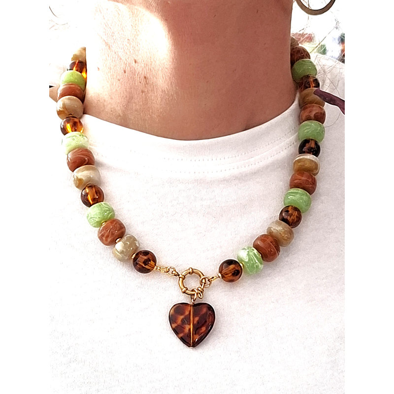 Statement ketting groen/ bruin