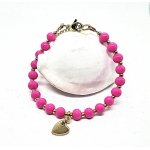 kralenarmband met hartje felroze