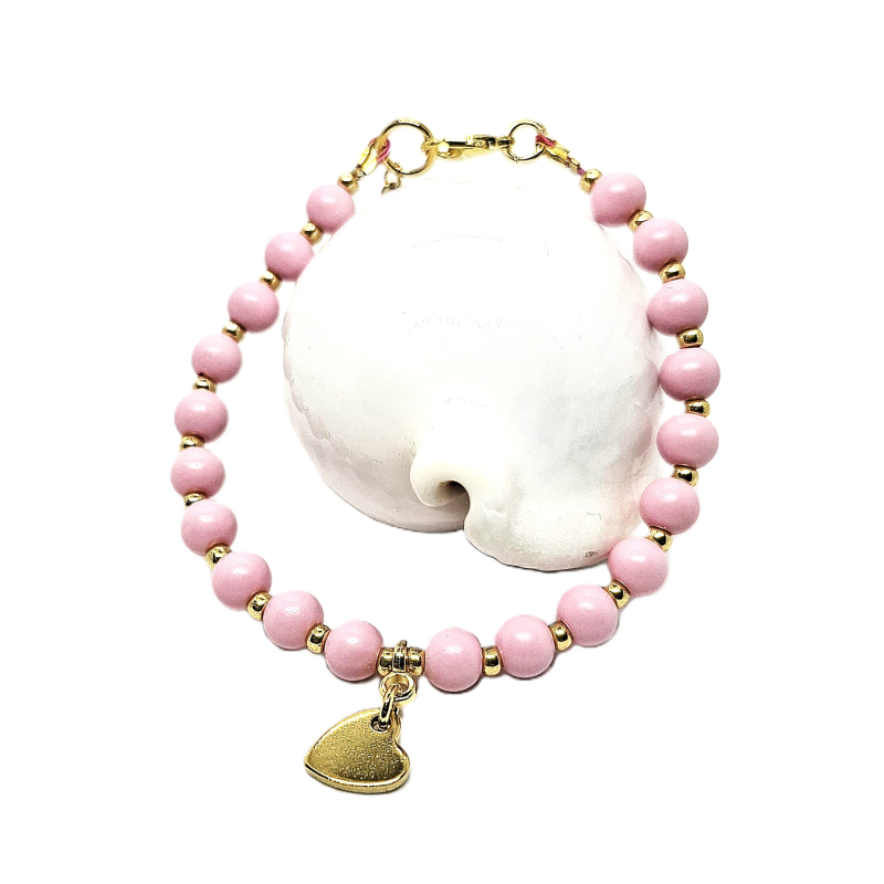 kralenarmband met hartje lichtroze