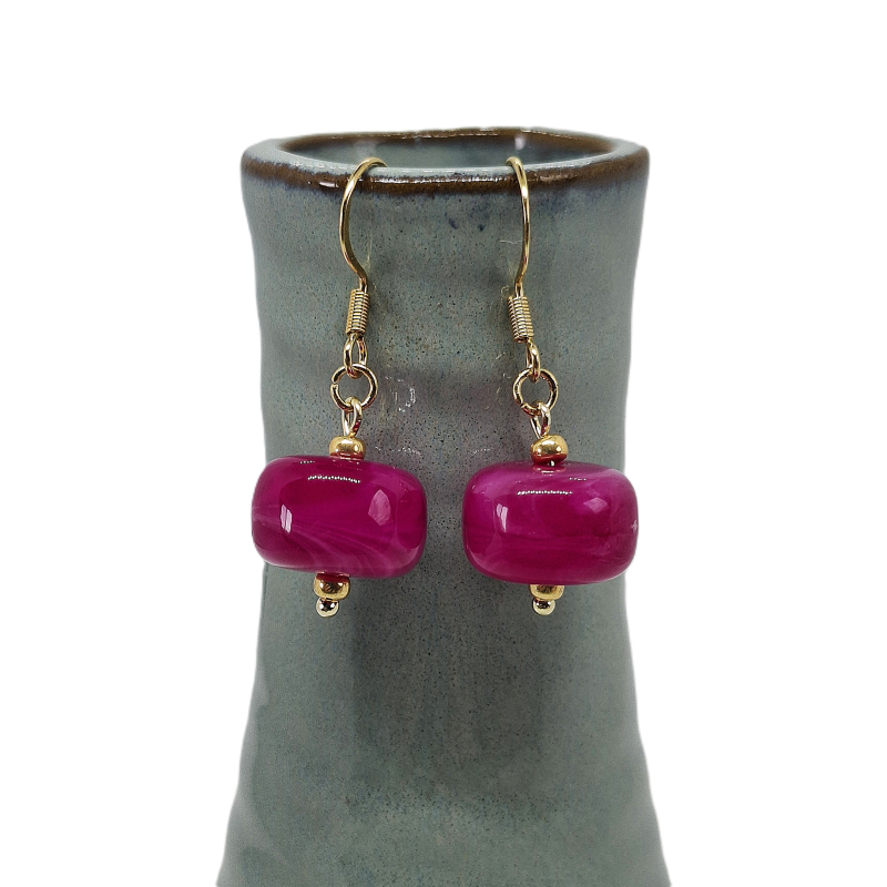oorbellen fuchsia/ goud