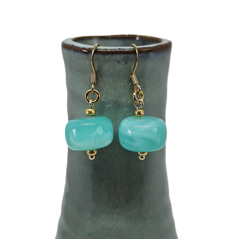 oorbellen turquoise/ goud
