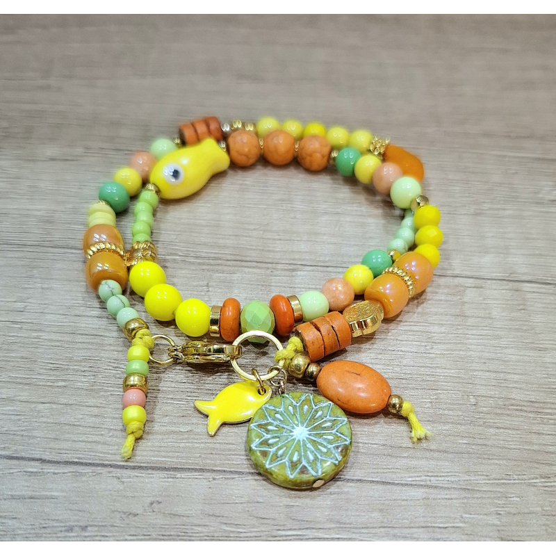 geel/ oranje wikkelarmband