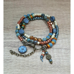 bohemian wikkelarmband  zacht petrol met koper