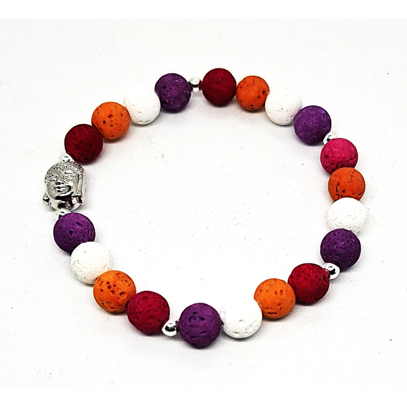lava armband met boeddha kraal paars
