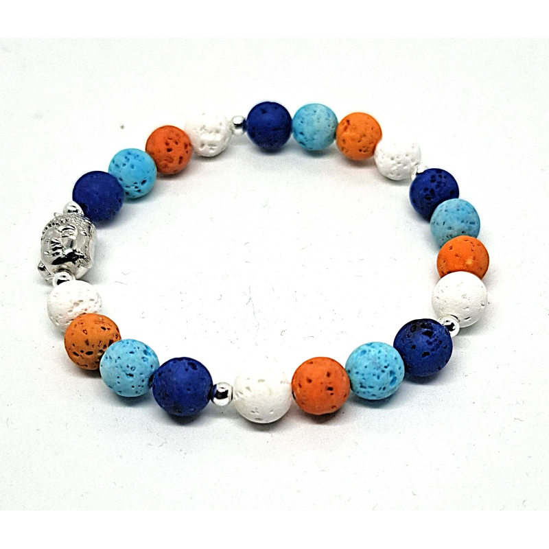 lava armband met boeddha kraal blauw