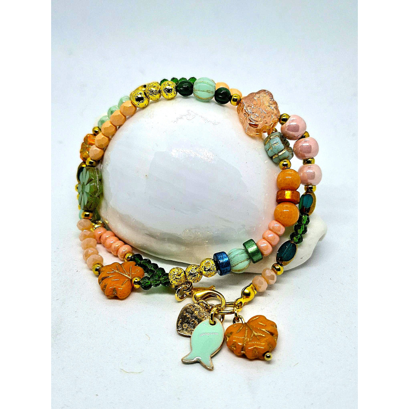 boho armband in pasteltinten en groen
