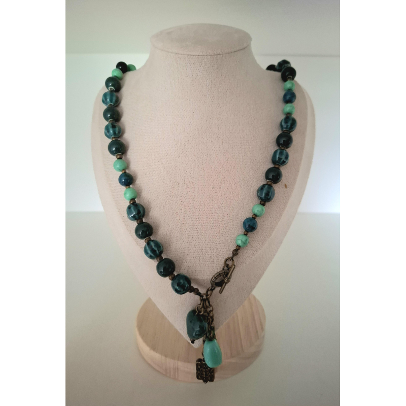 blauwgroene halsketting